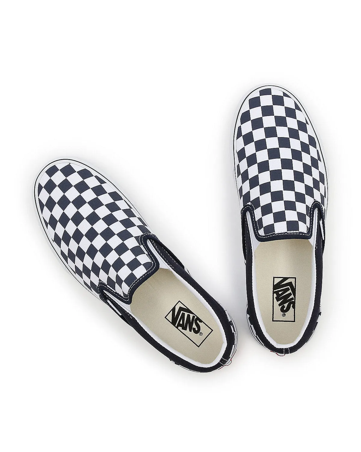 VANS Unisex Classic Slip-On Checkerboard Trainers - Navy / White