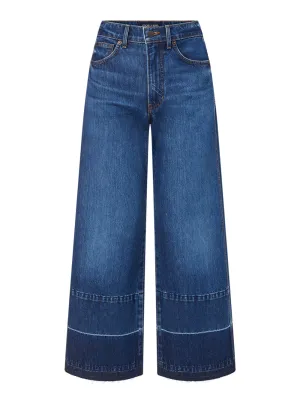 Veronica Beard Taylor Cropped High Rise Wide Jeans in Bright Blue