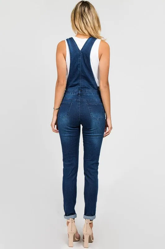 Veronica Sassy Distressed Denim Overalls