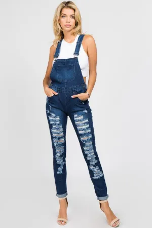 Veronica Sassy Distressed Denim Overalls