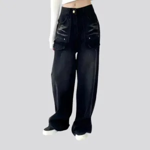 Washed out cargo pocket jeans for ladies