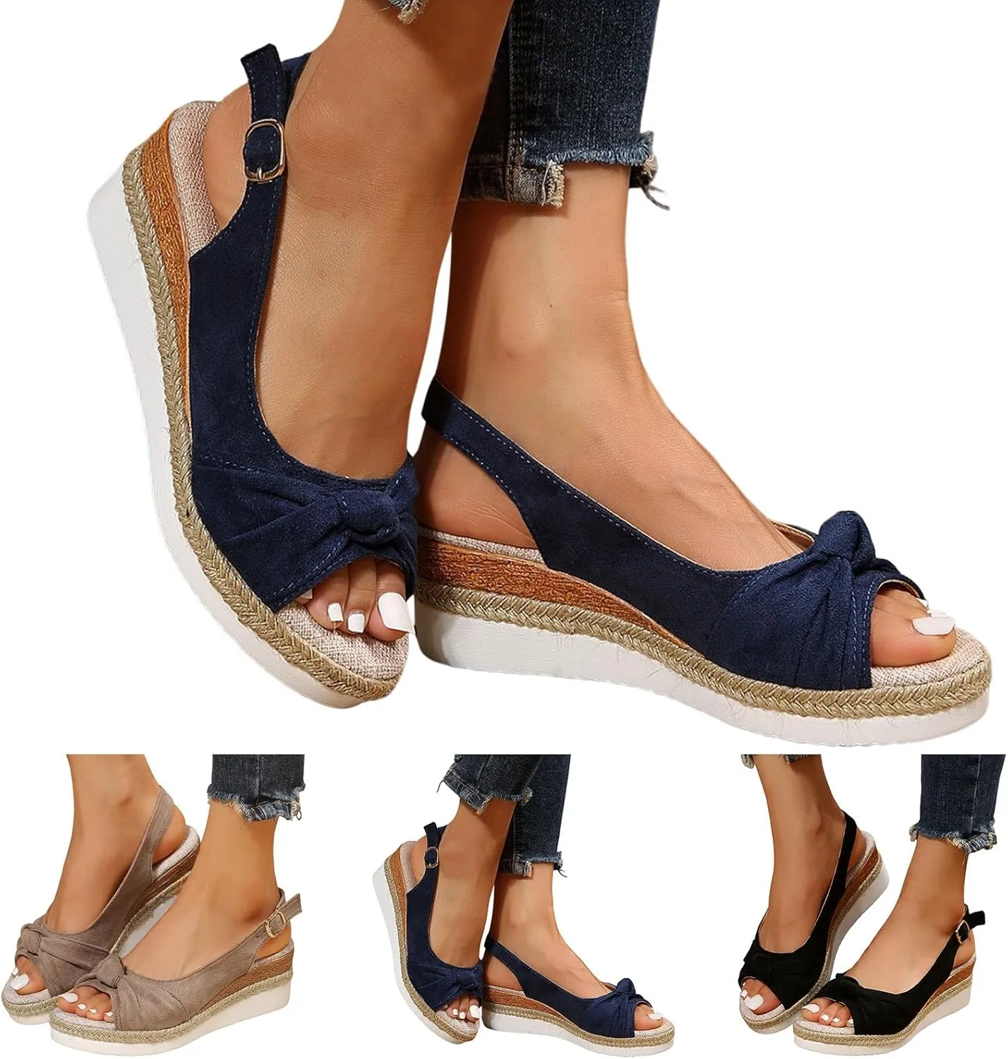 Wedge Sandals for Women Summer Dressy 2025 Espadrilles Open Toe Ankle Strap Wedges Heels Sandal Platform Comfortable Orthopedic Sandals Casual