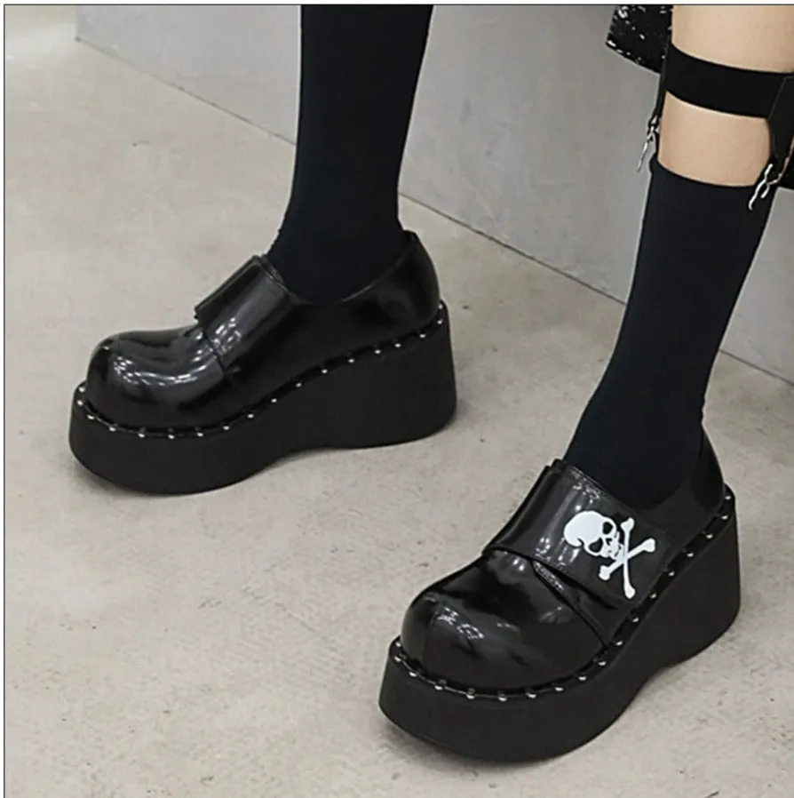 Women Gothic Platform Leather Japanese Harajuku Shoes