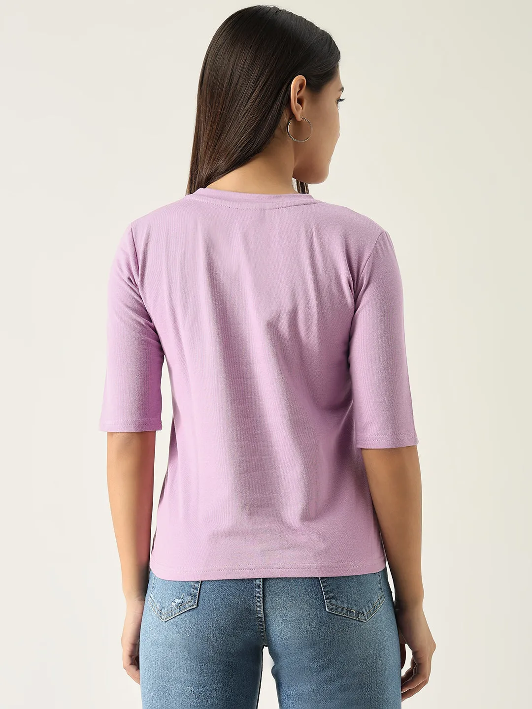 Women Graphic Lavender T Shirt