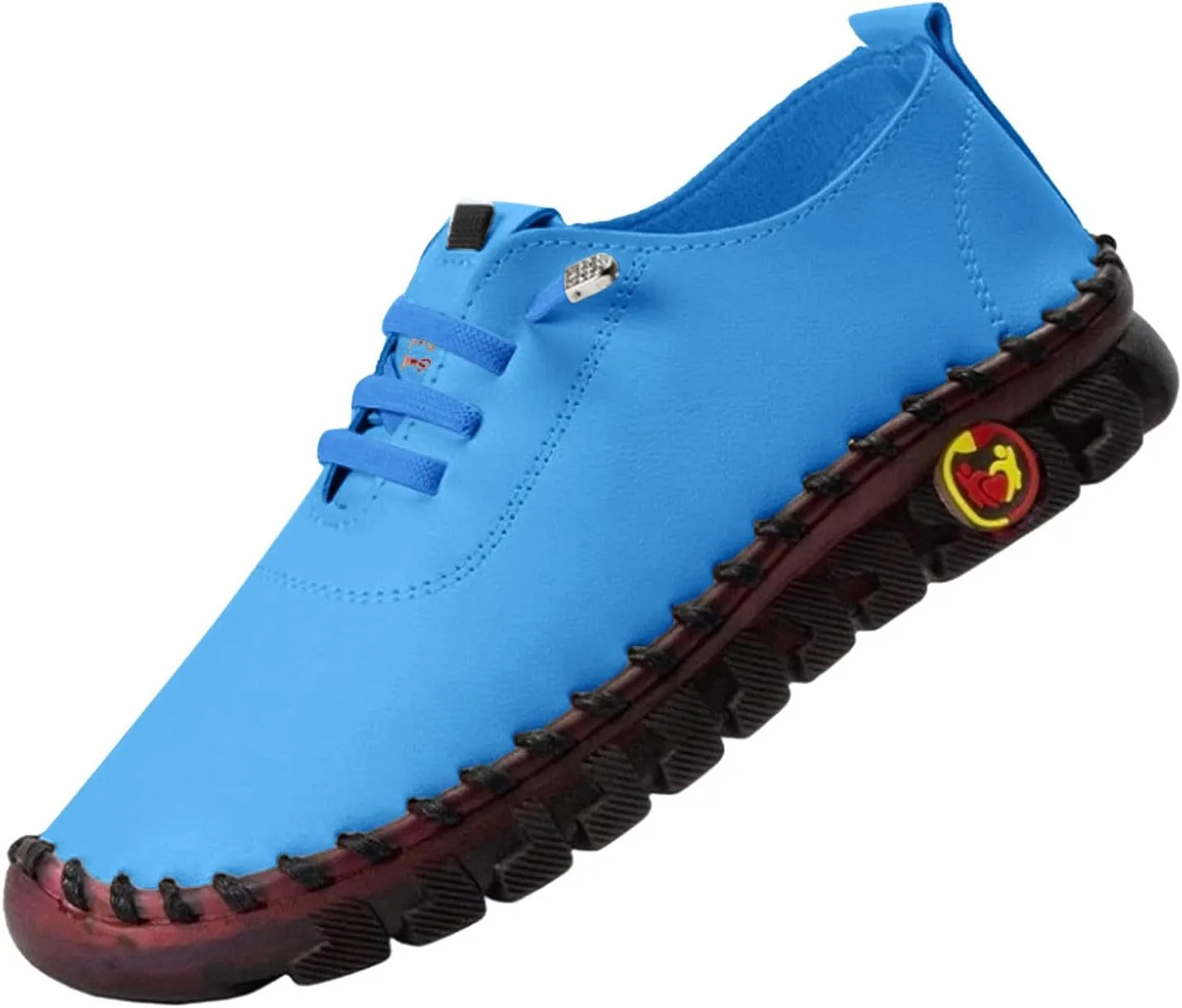 Womens Comfy Breathable Sneakers Flat Bottom Leather Slip-on Loafers Handmade Soft Shoes Sandals