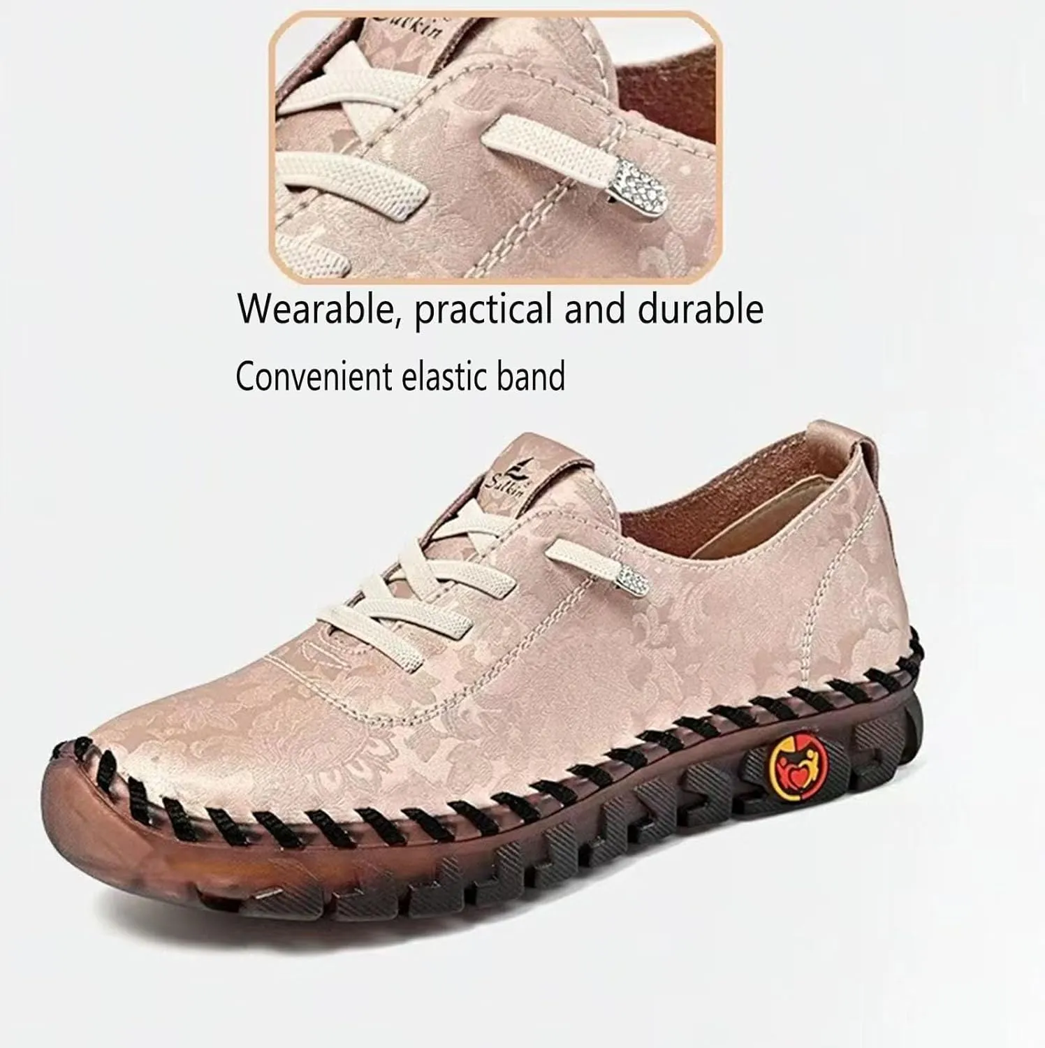 Women's Fashion Embroidery Hand-Stitched Soft Bottom Flat Loafers Comfortable Non-Slip Soft Casual Walking Shoes Orthopedic 4D Pain Relief Casual Shoes