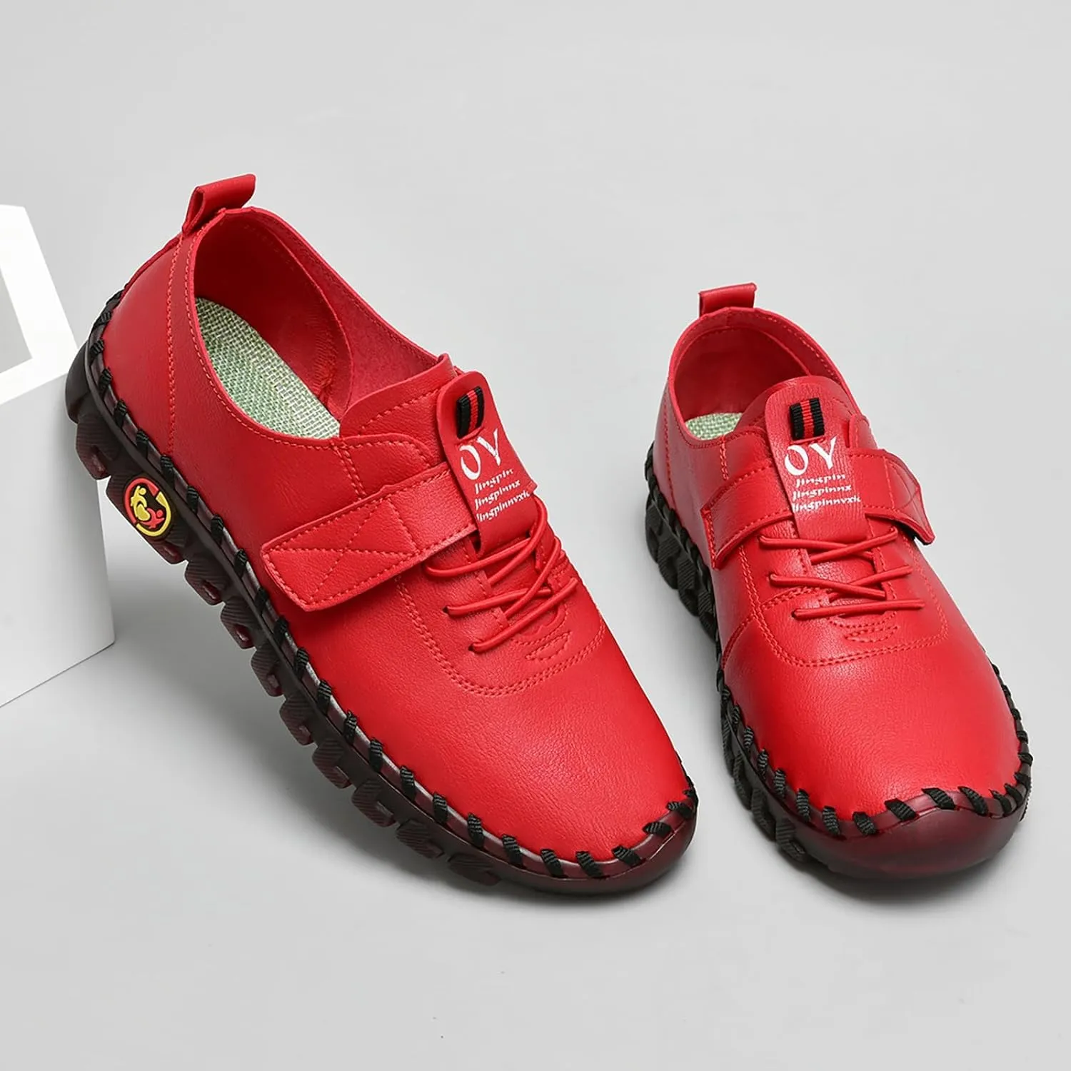 Women's Leather Tendon Soft Bottom Flat Loafers Fashion HandSewing Non-Slip Low top Flats Outdoor Comfy Slip on Casual Orthopedic Walkings Mom Beef Tendon Shoes