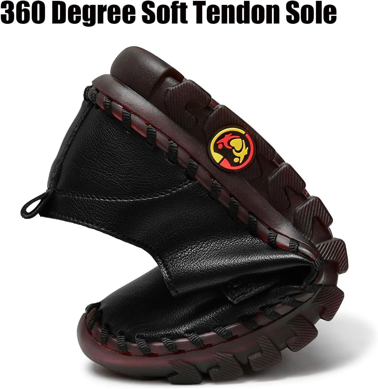 Women's Leather Tendon Soft Bottom Flat Loafers Fashion HandSewing Non-Slip Low top Flats Outdoor Comfy Slip on Casual Orthopedic Walkings Mom Beef Tendon Shoes