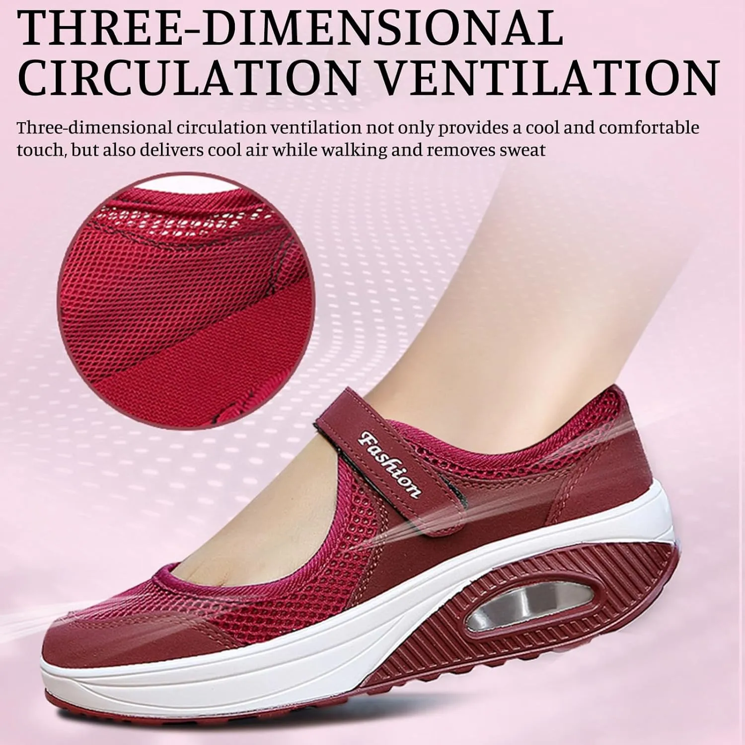 Womens Mesh Walking Shoes Non-Slip Adjustable Breathable Shoes Casual Nursing Orthotic Diabetes Sneaker Lightweight Mary Jane Shoes Plantar Fasciitis