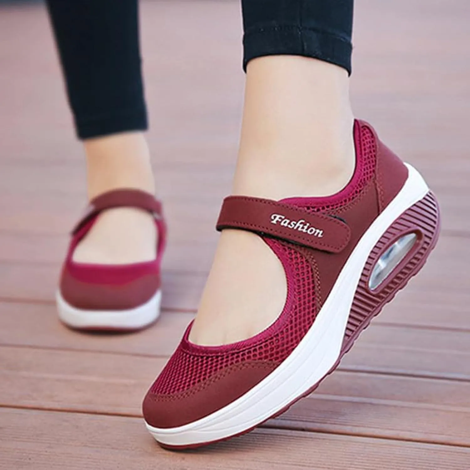 Womens Mesh Walking Shoes Non-Slip Adjustable Breathable Shoes Casual Nursing Orthotic Diabetes Sneaker Lightweight Mary Jane Shoes Plantar Fasciitis