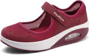 Womens Mesh Walking Shoes Non-Slip Adjustable Breathable Shoes Casual Nursing Orthotic Diabetes Sneaker Lightweight Mary Jane Shoes Plantar Fasciitis