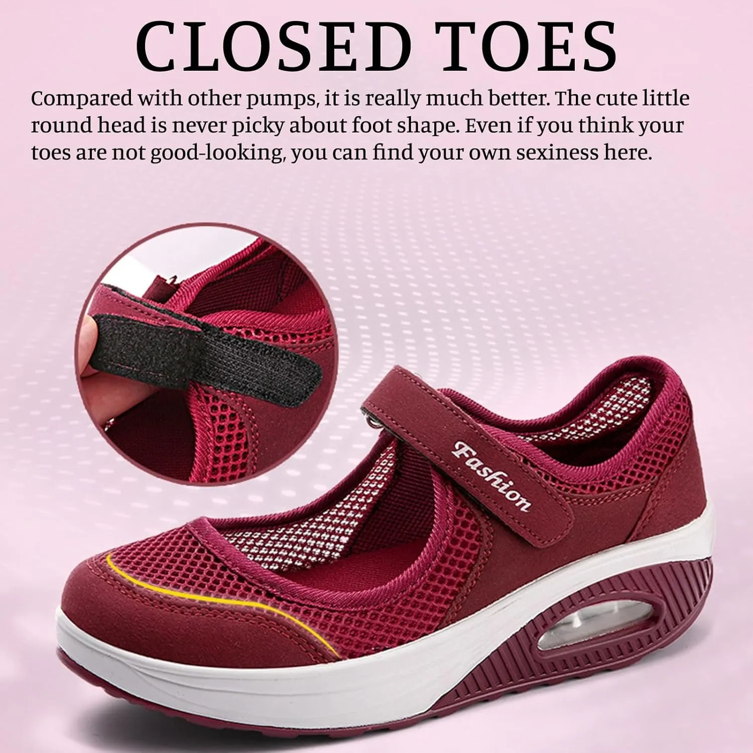 Womens Mesh Walking Shoes Non-Slip Adjustable Breathable Shoes Casual Nursing Orthotic Diabetes Sneaker Lightweight Mary Jane Shoes Plantar Fasciitis