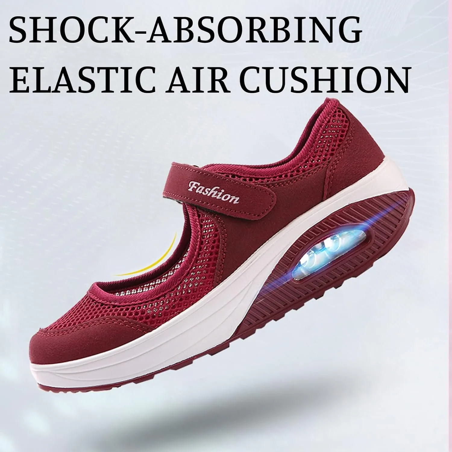Womens Mesh Walking Shoes Non-Slip Adjustable Breathable Shoes Casual Nursing Orthotic Diabetes Sneaker Lightweight Mary Jane Shoes Plantar Fasciitis