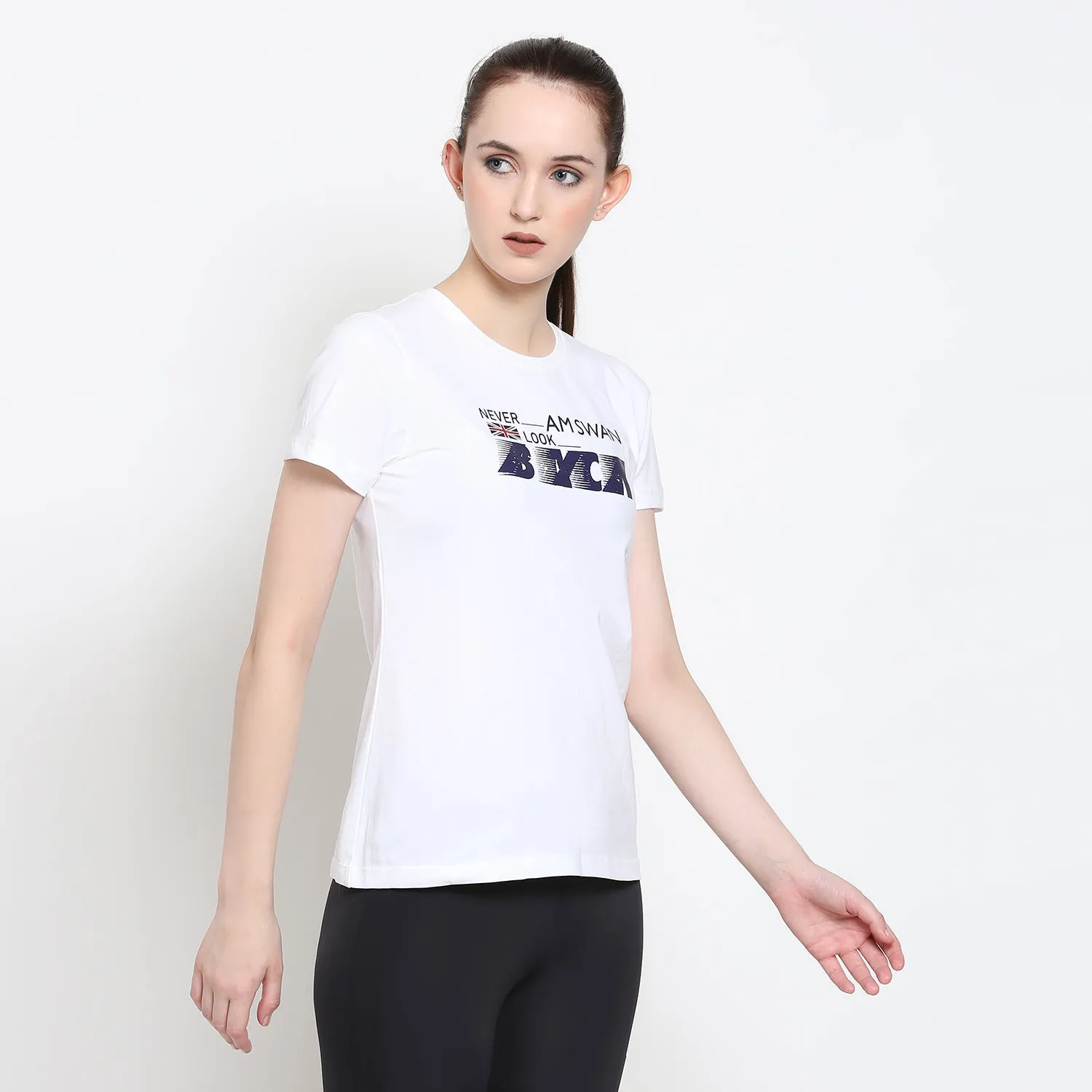 Women'S Premium Cotton Lycra Smart Fit Half Sleeve Printed Tee