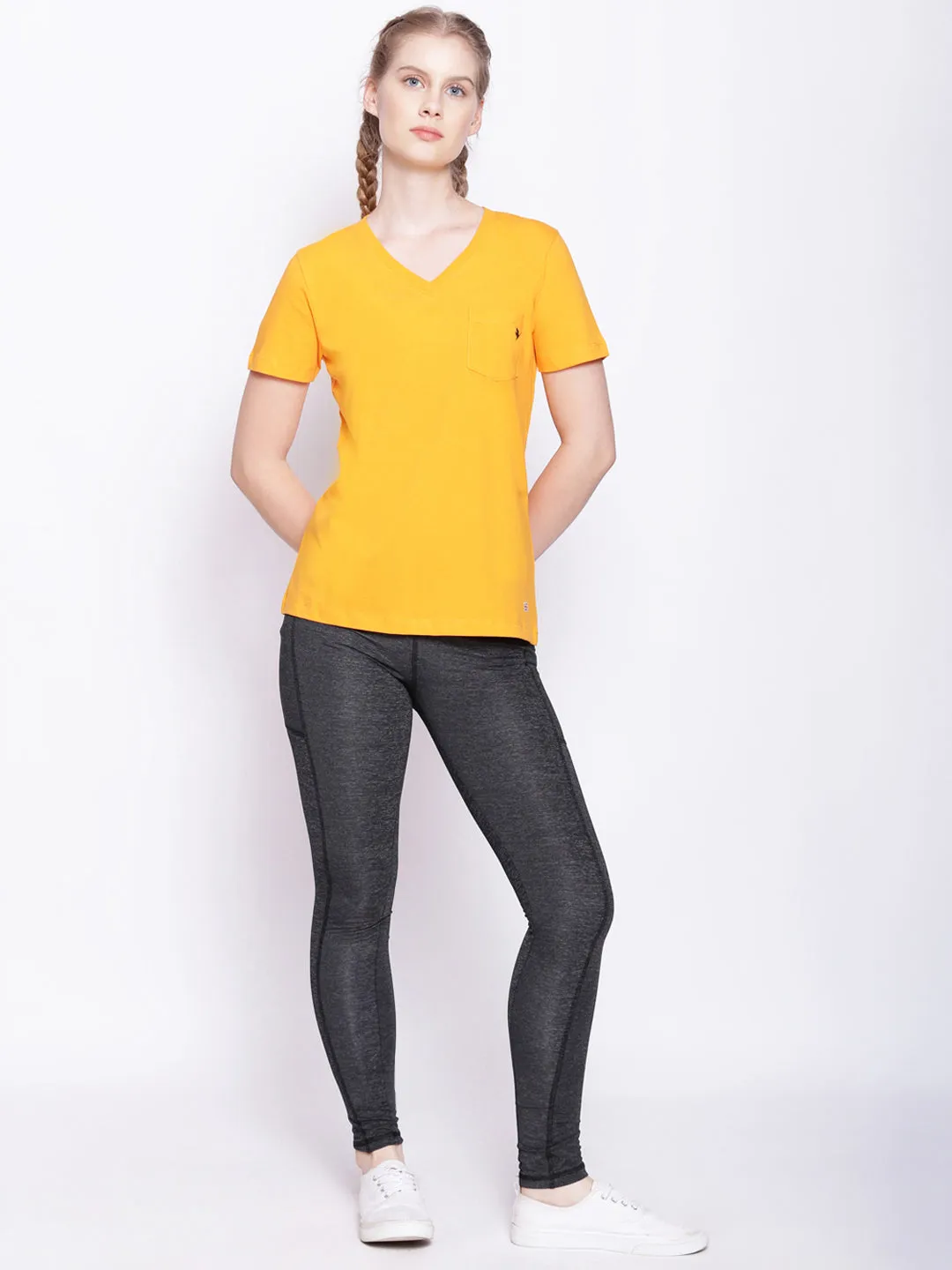 Women'S Premium Cotton Solid V- Neck Half Sleeve T-Shirts