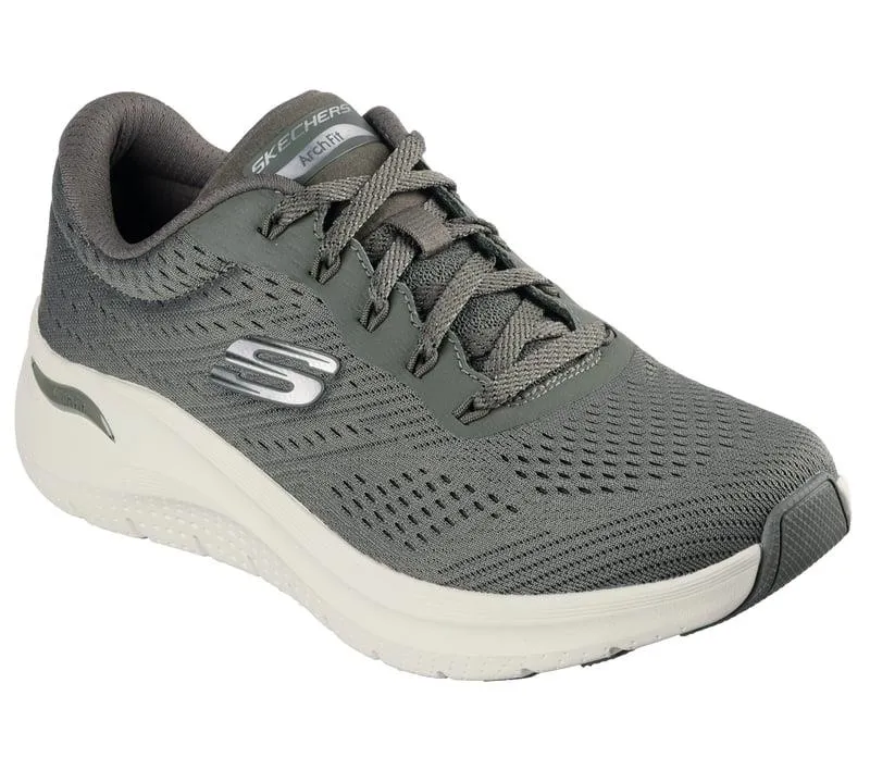 Women's Wide Fit Skechers 150051 Arch Fit 2.0 Big League Trainers - Olive