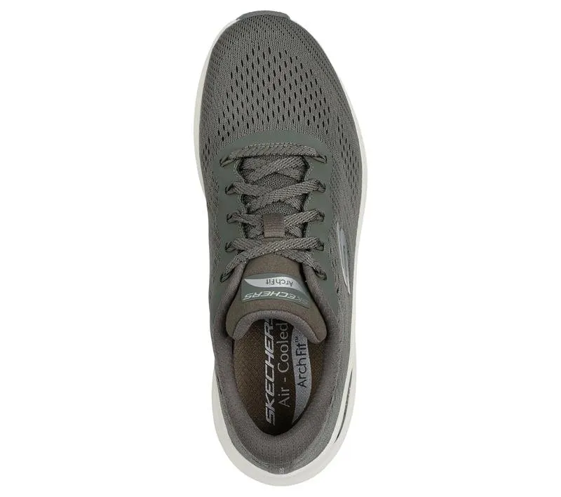 Women's Wide Fit Skechers 150051 Arch Fit 2.0 Big League Trainers - Olive