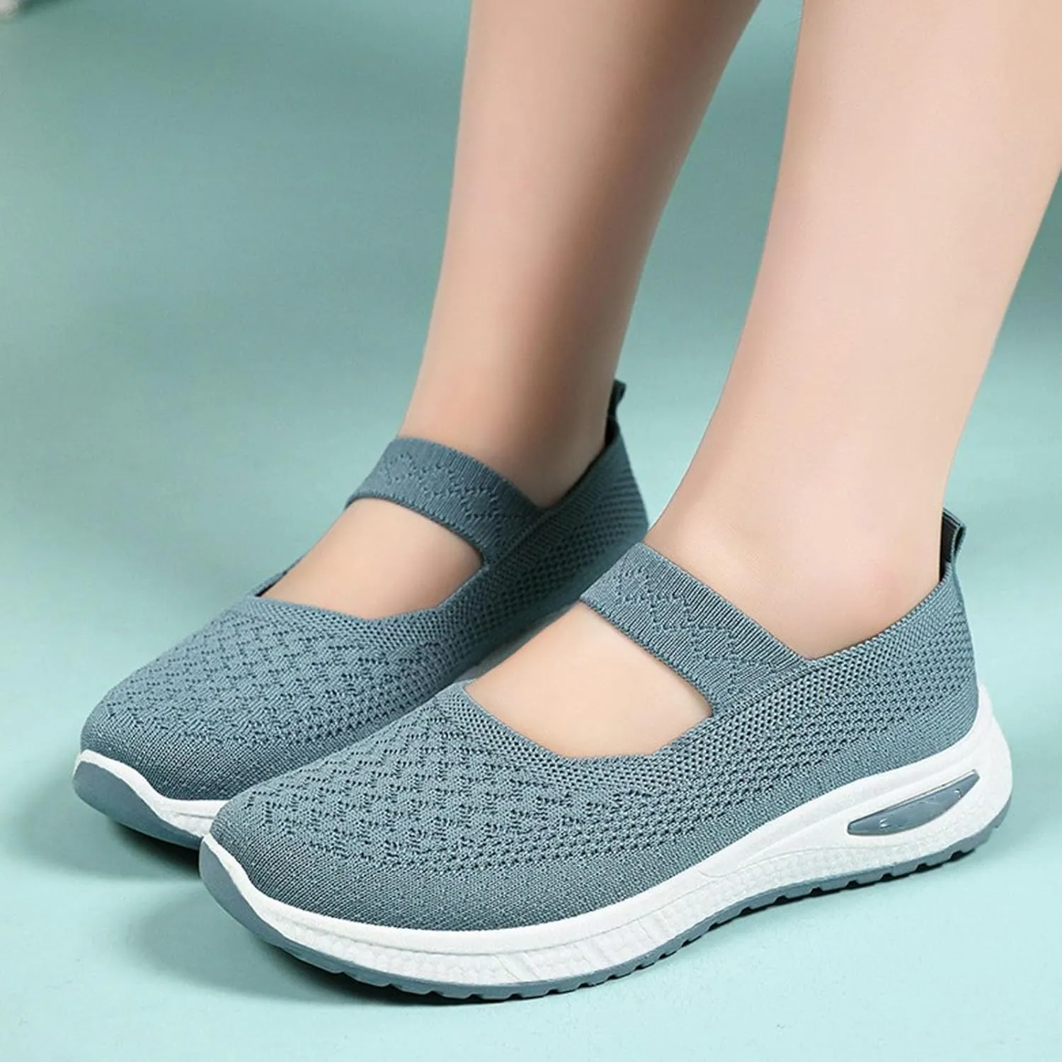 Women's Woven Orthopedic Breathable Shoes Go Walking Slip on Diabetic Foam Shoes Hands Free Slip in Sneakers Arch Support