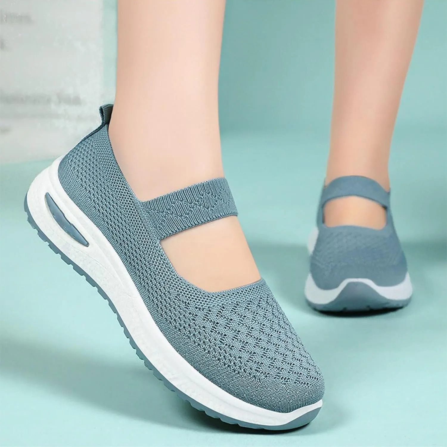 Women's Woven Orthopedic Breathable Shoes Go Walking Slip on Diabetic Foam Shoes Hands Free Slip in Sneakers Arch Support