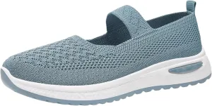 Women's Woven Orthopedic Breathable Shoes Go Walking Slip on Diabetic Foam Shoes Hands Free Slip in Sneakers Arch Support