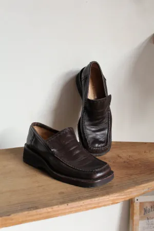 Y2K Costume National Brown Leather Loafers - Size 6.5