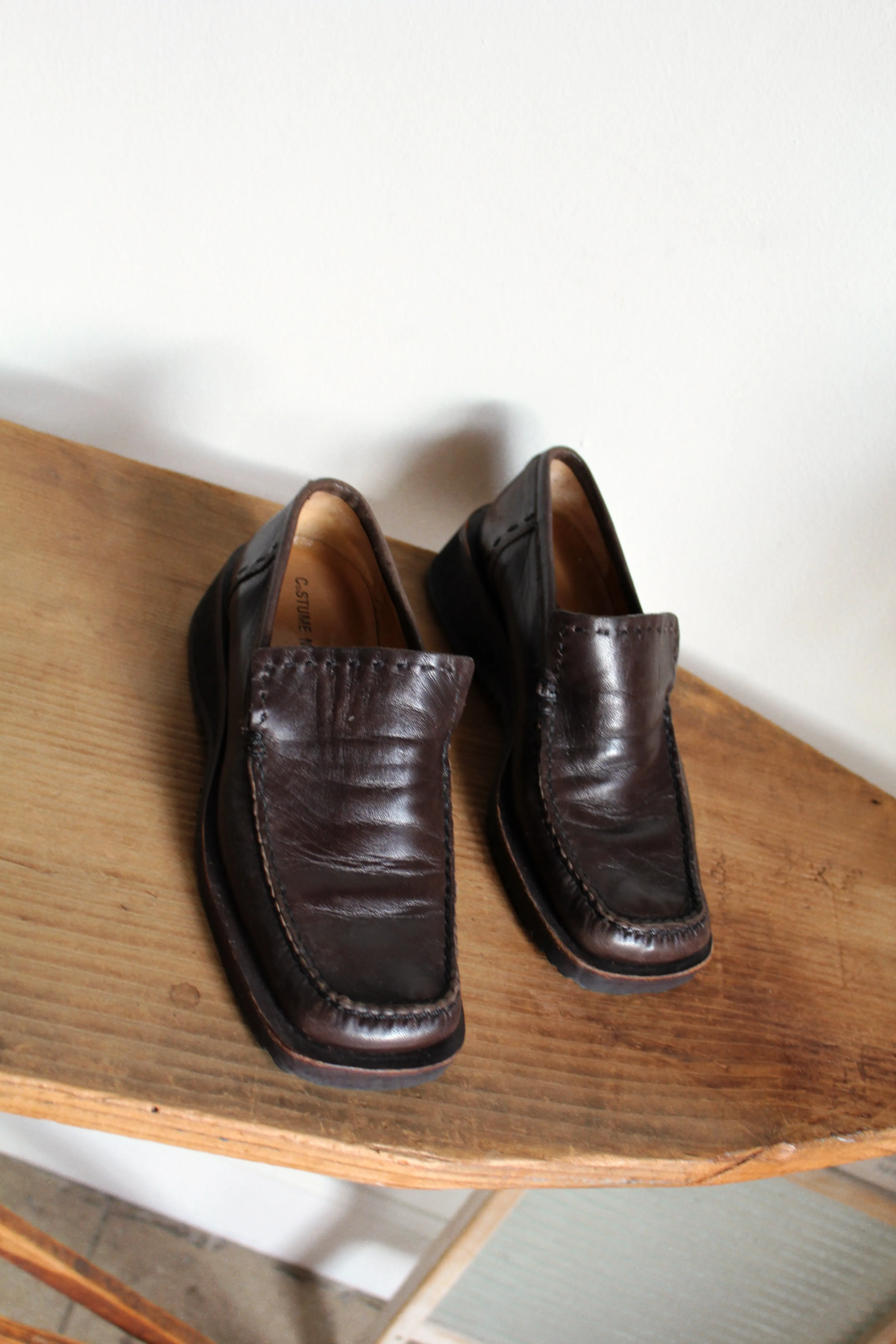 Y2K Costume National Brown Leather Loafers - Size 6.5